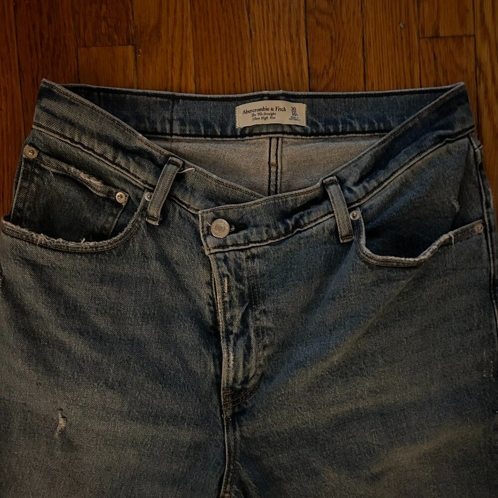 Abercrombie & Fitch '90s Straight Ultra High Rise w/ Criss-Cross Waist Size 10S